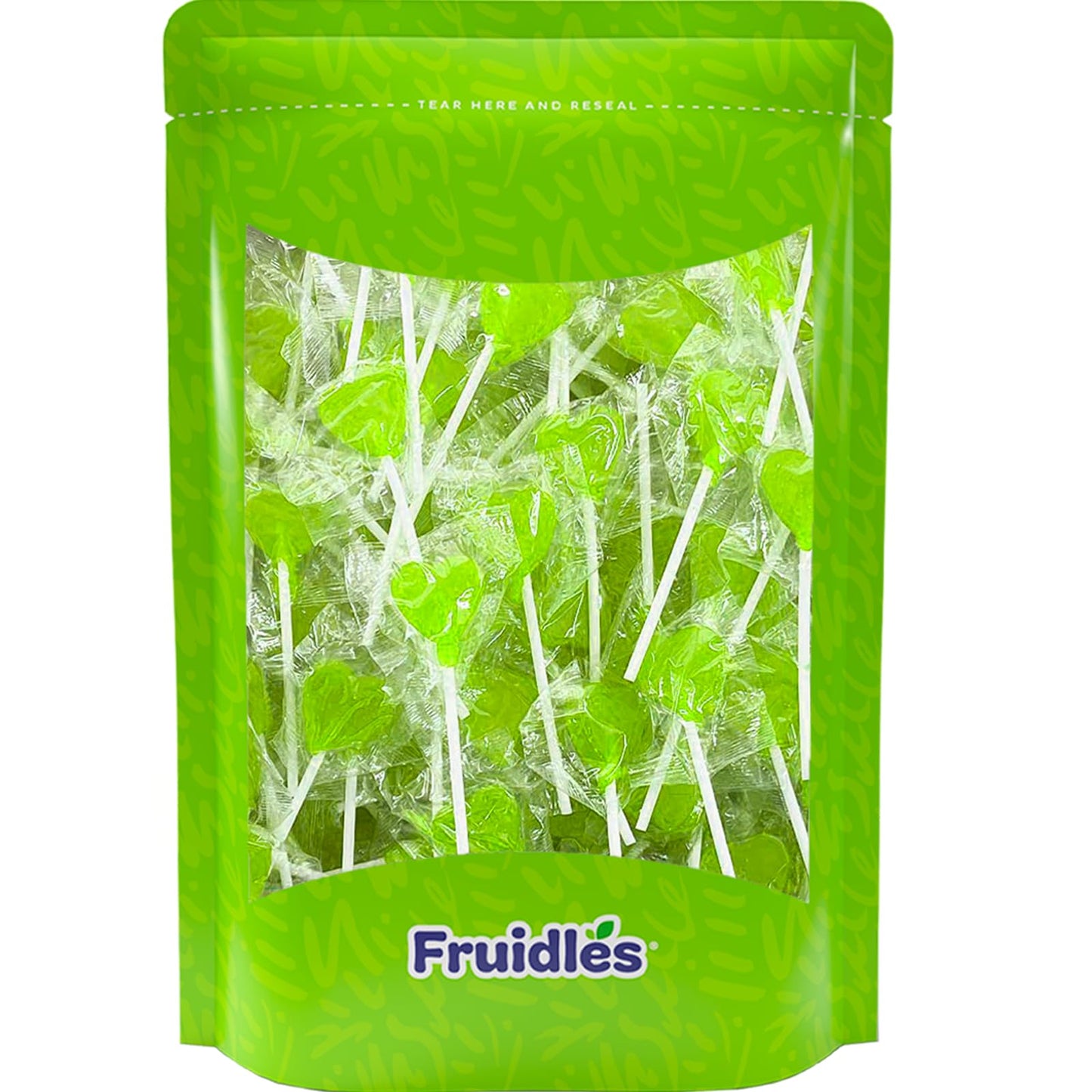 Fruidles Lollipops Mini Heart Shaped Flavored Delicious Lollipop, Individually Wrapped, 5G Lollipop (120 Lollipops, Green Apple)