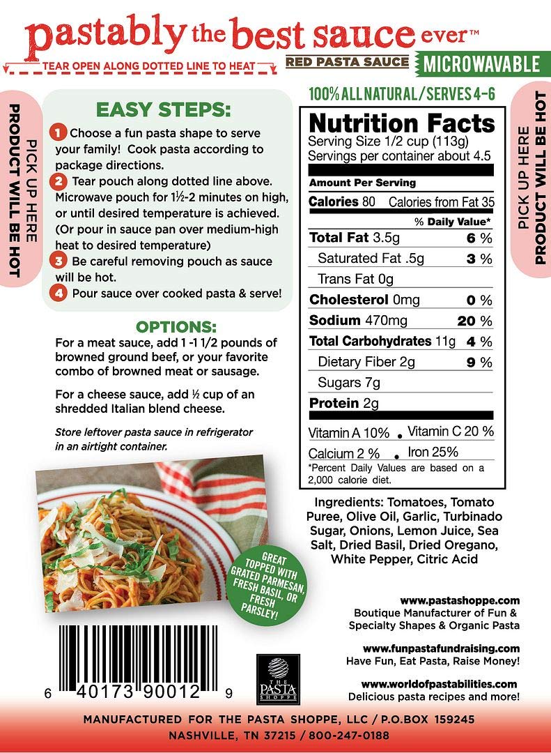 Pastabilities Classic Red Tomato Pasta Sauce - 18 Oz Pouch, 2 Pack, Microwavable, Carefully Sourced Ingredients