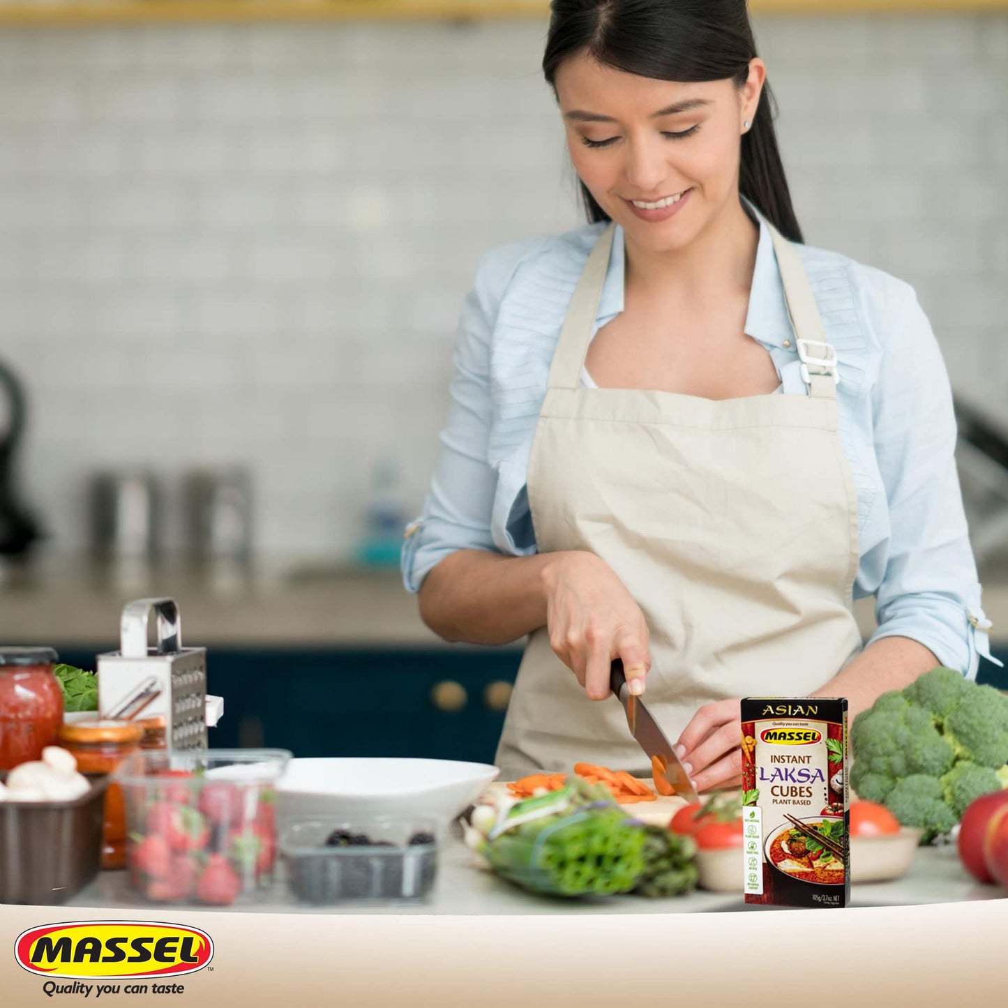 Massel Instant Laksa Bouillon Broth Cubes - No MSG, Gluten-Free Soup Base - 1 Pack (1 x 105g)