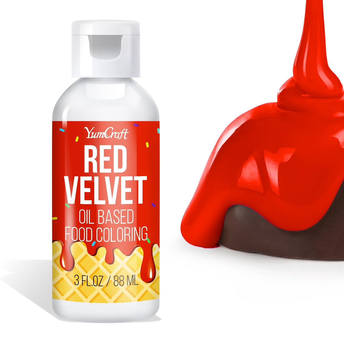 YumCraft Oil Based Food Coloring for Chocolate, 3 Fl Oz, Vibrant Red Velvet Color, Ideal for Baking and Frosting