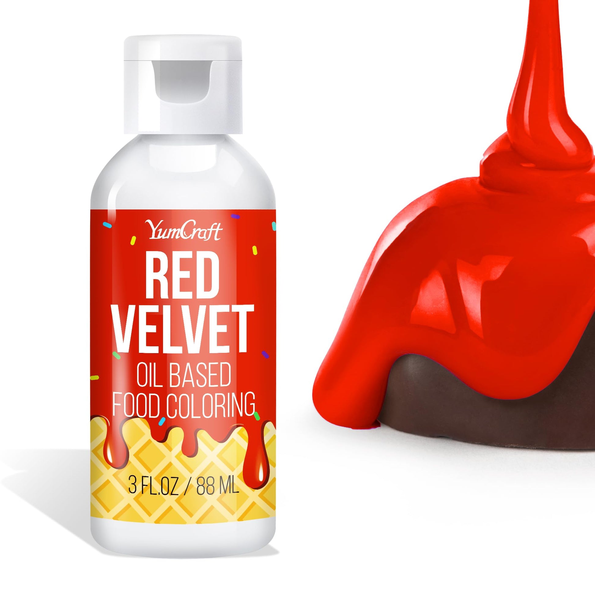 YumCraft Oil Based Food Coloring for Chocolate, 3 Fl Oz, Vibrant Red Velvet Color, Ideal for Baking and Frosting