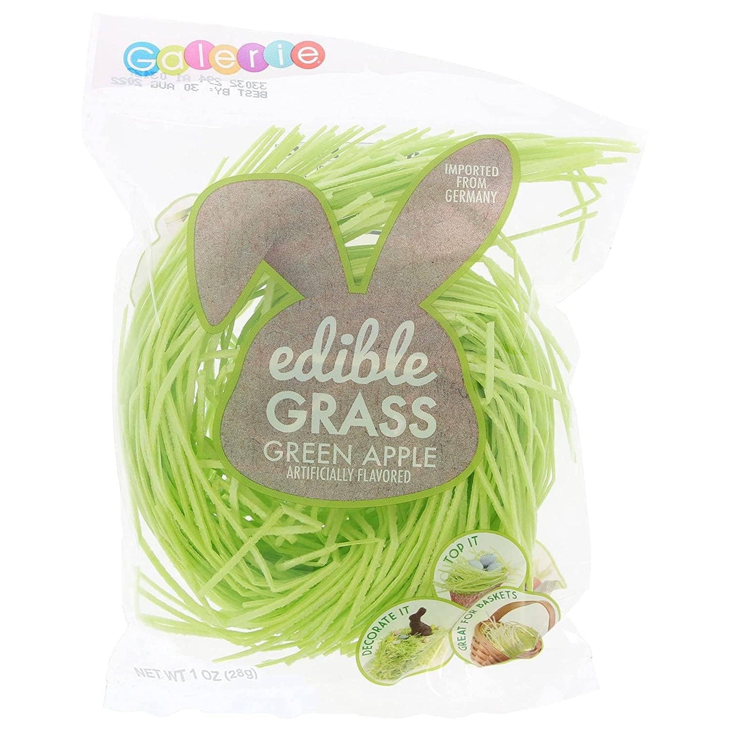 Edible Easter Grass Candy. Easter Basket Candy. 3 Individual Packages Of Green Apple, Blueberry, And Strawberry Cake Decorating,