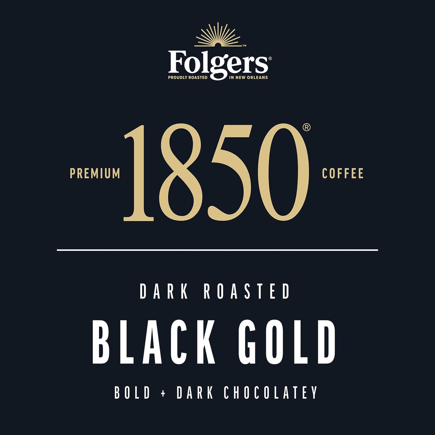 1850 Black Gold Dark Roast Ground Coffee, 12 Oz