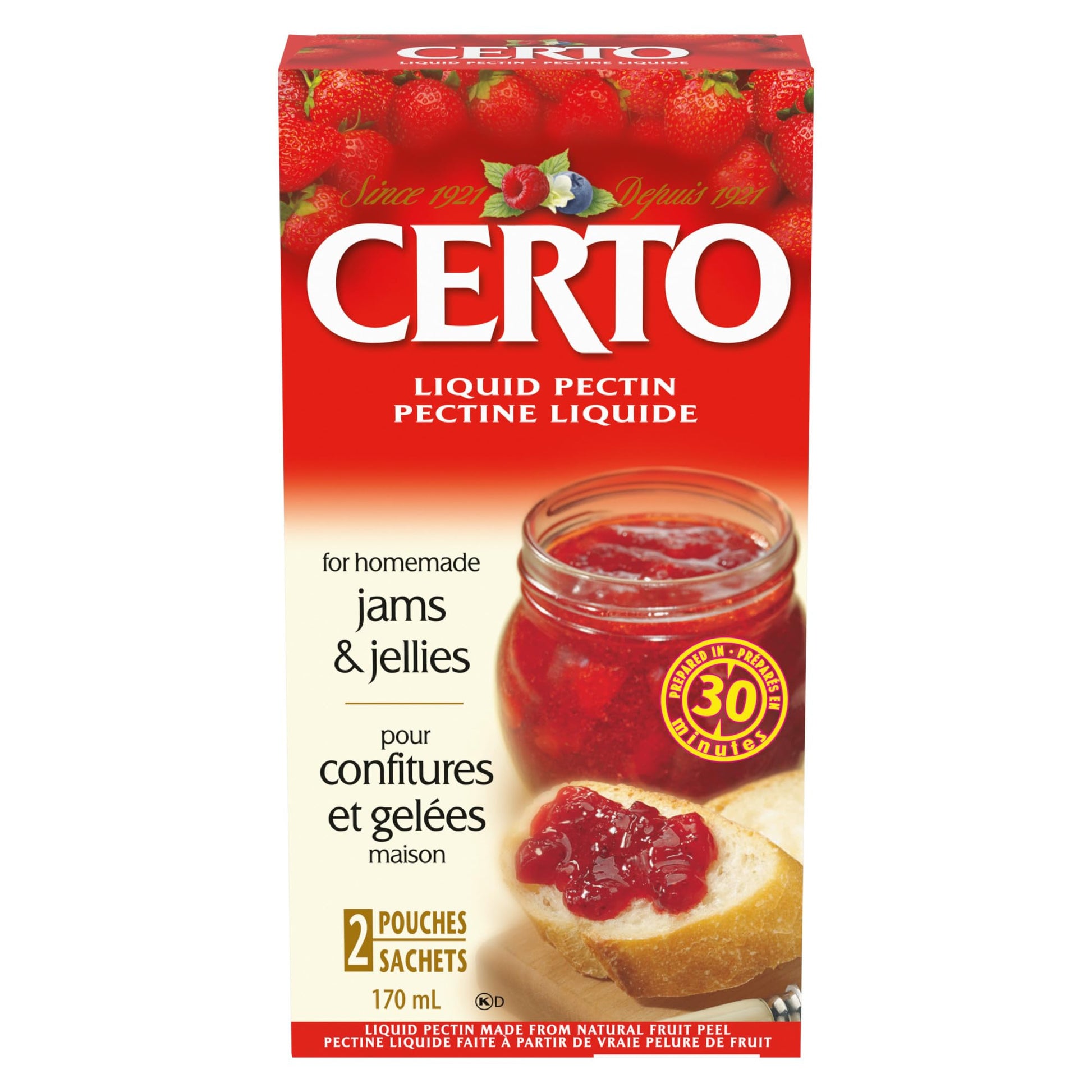 CERTO Pectin Liquid, 2 Pack, 170ml (2.89 Fl Oz) - Food Preserving Aid