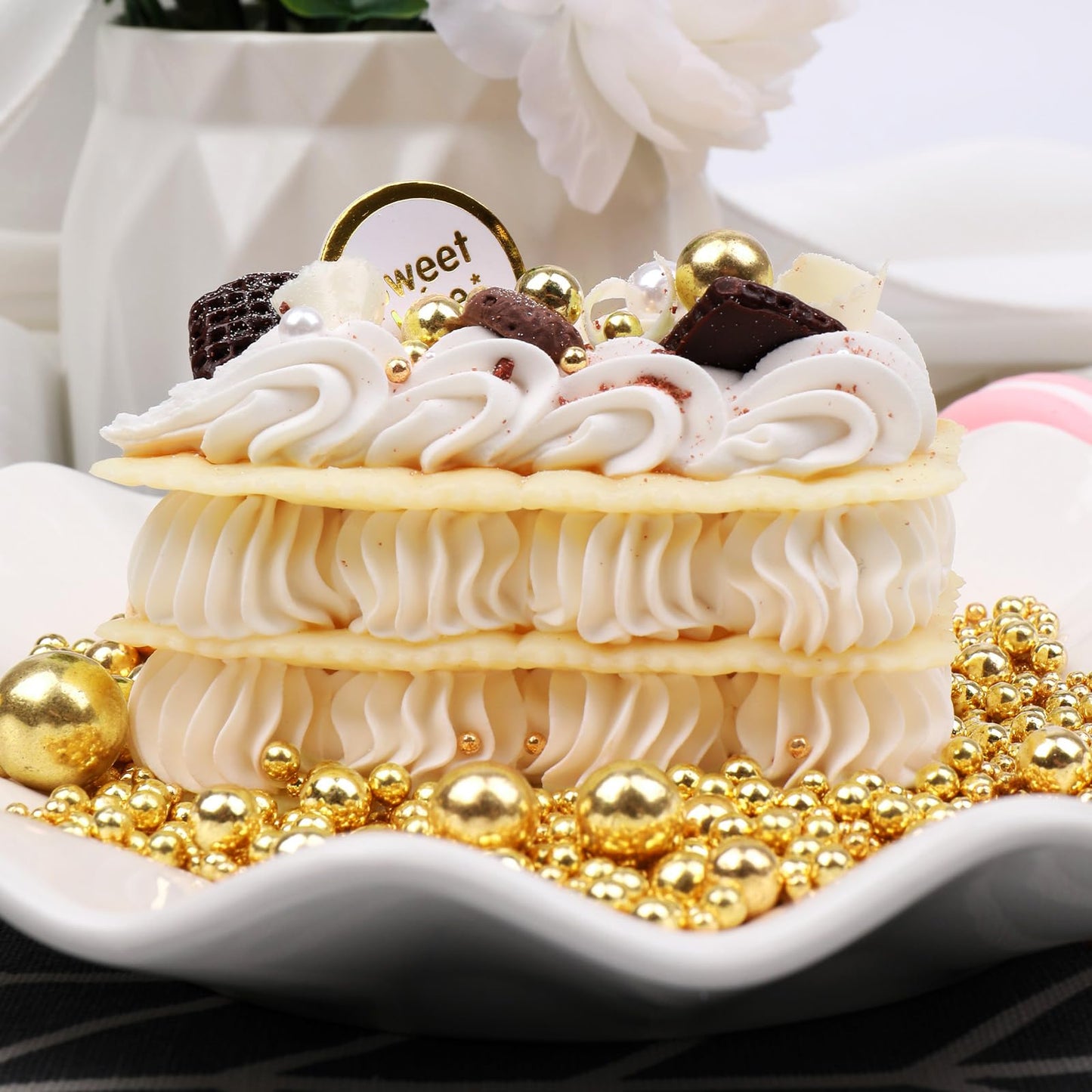 Gold Sprinkles, Edible Gold Pearl Sprinkles For Cake Decorating, 130G/4.6Oz Candy Baking Decorations, Ice Cream Toppings And Coo
