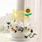 YCTHUNFISH Happy Birthday Cake Topper Glitter Sunflower Decoration for Kids Parties, Summer Baby Showers, 1 Pack