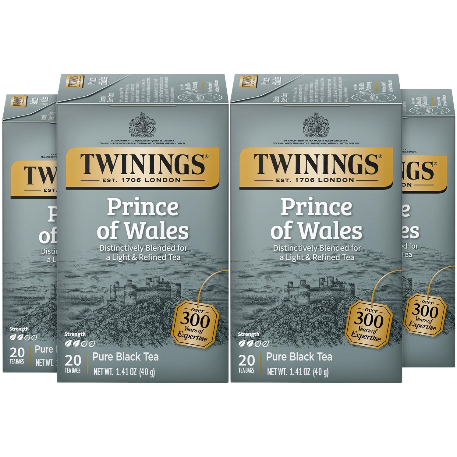 Twinings Prince Of Wales Tea – A Light & Velvety Smooth Caffeinated Black Tea, Individually Wrapped Tea Bags, 20 Count (Pack Of 4)