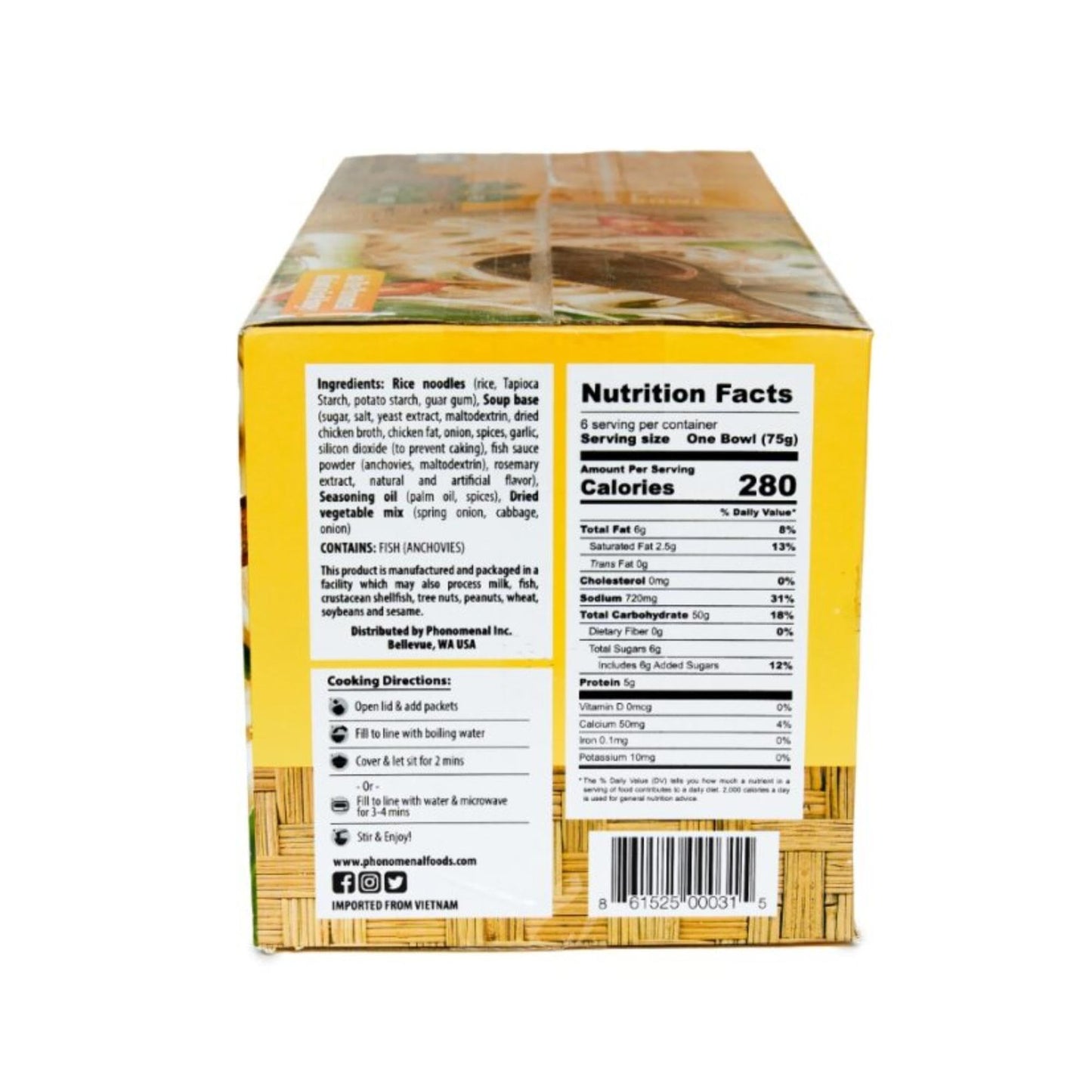 Phonomenal Restaurant Quality Style On-the-go Vietnamese Beef - bo, Chicken - ga, Vegetable-chay Instant Noodle Soup| Pho Nood