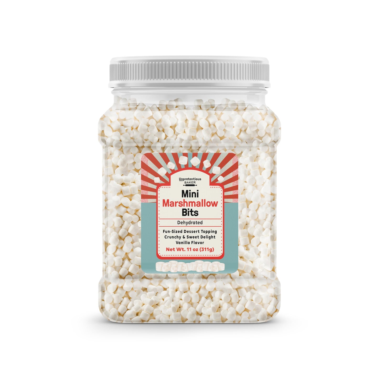 Unpretentious Mini Dehydrated Marshmallow Bits, 11 oz, Topper for Cereal, Ice Cream, and Desserts