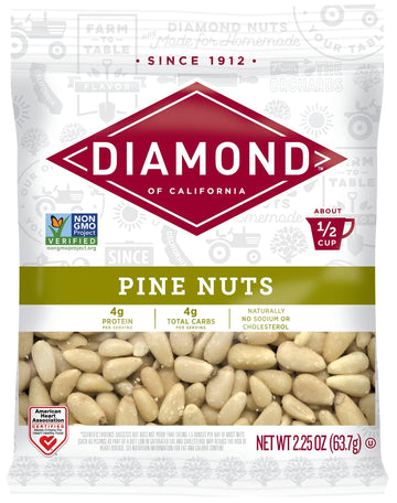Diamond Of California Shelled Pine Nuts, Raw Unsalted Pine Nuts For Pesto, Baking, Snacking, And Salads, 9Oz Total / 2.25 Oz. Each (4 Pack)