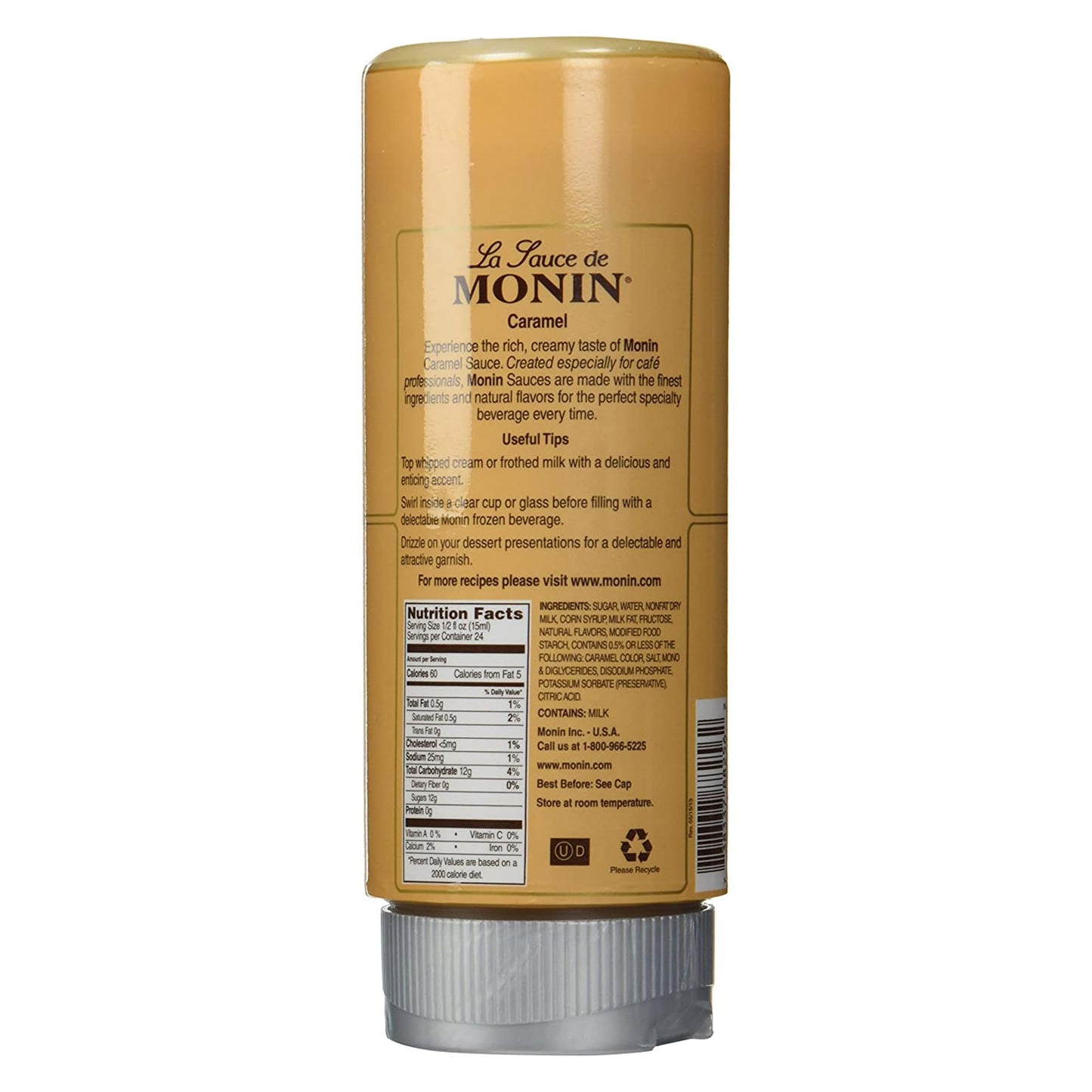 Monin Gourmet Caramel Sauce - Rich and Buttery, Gluten-Free, Non-GMO, 12 Fl Oz