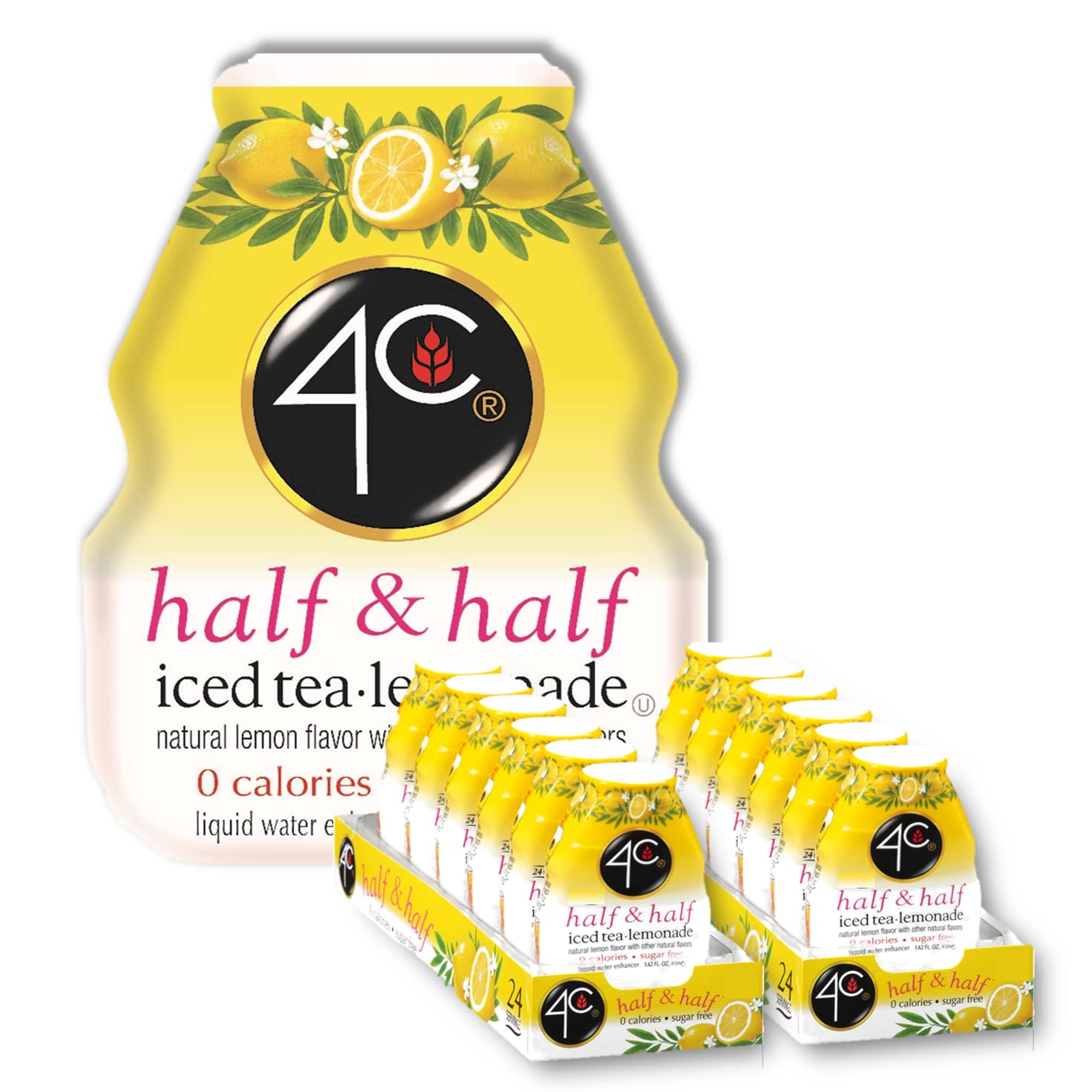 4C Sugar Free A Liquid Water Enhancer 12 Pack, Premium Natural Flavors, 0 Calories (Half & Half, 1.62 Ounce (Pack Of 12))