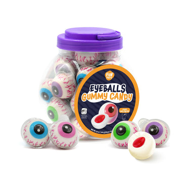 Funtasty Eyeballs Gummy Candy - 19 Ounce Jar (30 Count) - Strawberry Jam Center