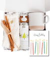 Unboxme Birthday Gift Basket for Women - Soothing Self Care Box with Fluffy Socks, Ceramic Mug, Chai Tea, Honey & Cinnamon for M