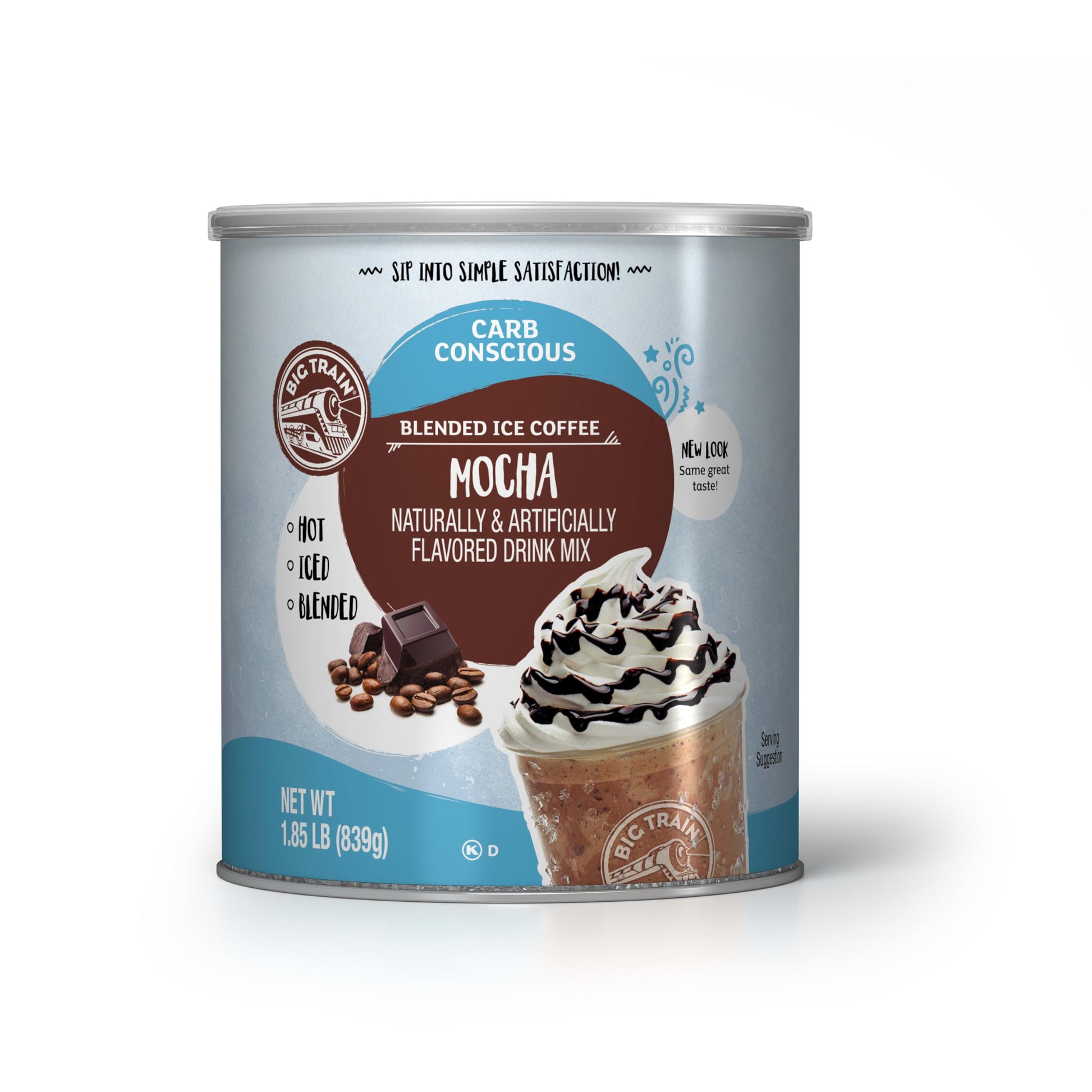 Big Train Low Carb Mocha Blended Ice Coffee Beverage Mix, 1.85 Pound (Pack of 1)