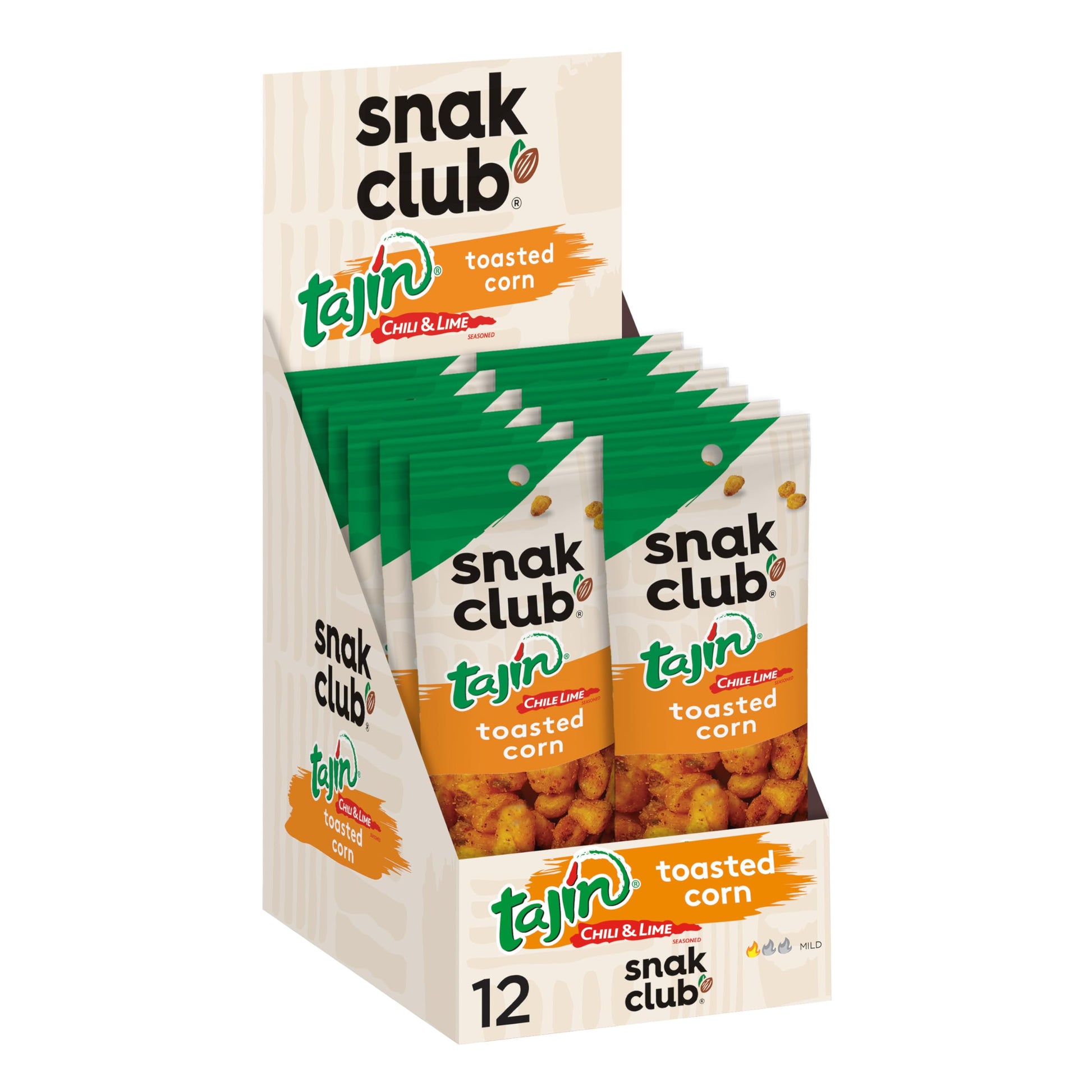 Snak Club Tajin Toasted Corn, Roasted Corn Nuggets with Chili and Lime Seasoning, Mild, Non-GMO, Gluten-Free, Kosher Snack, 1.5 