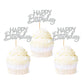 Ercadio 24 Pack Happy Birthday Cupcake Toppers Silver Glitter Assembled Birthday Cupcake Picks Birthday Cake Picks For Baby Show