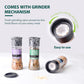 Soeos Spice Seasoning Set of 3 with Integrated Grinders, Spicy Garlic, Garlic & Herbs, Garlic Salt, Seasoning Gift Set.