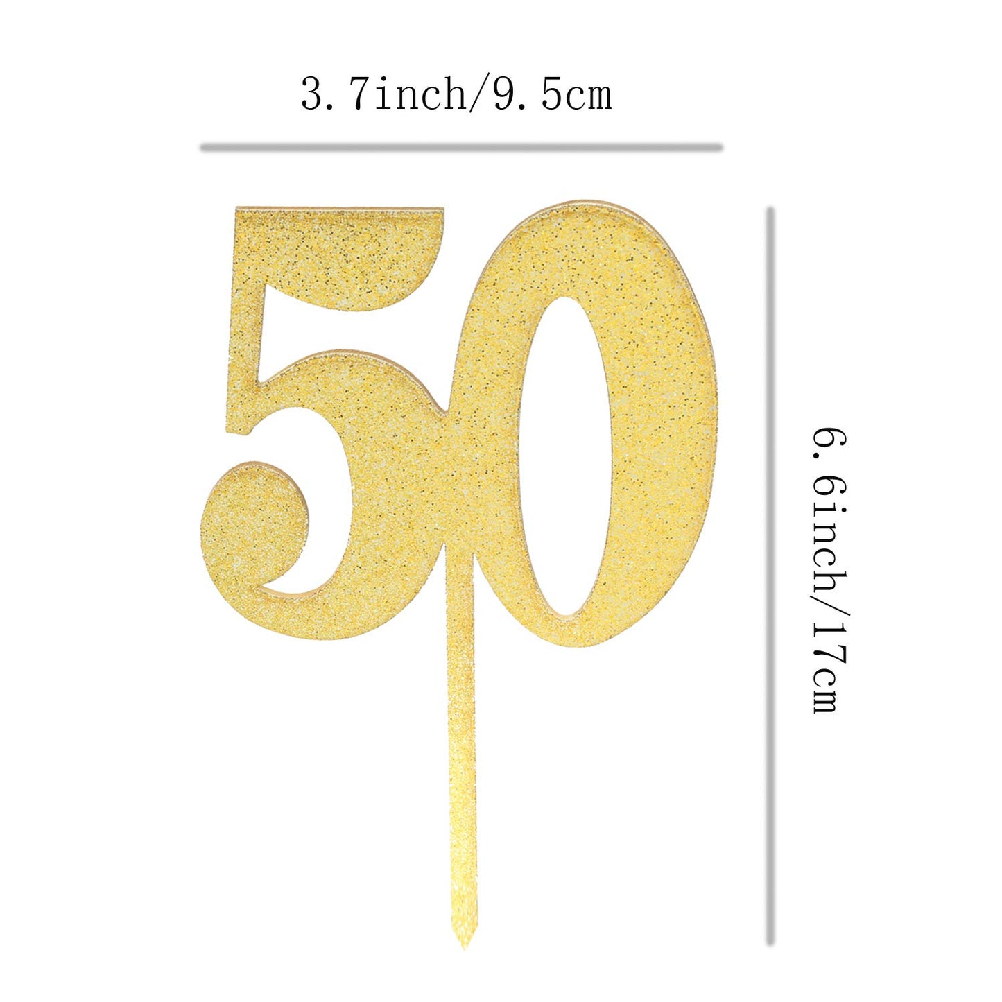 Zhengye Gold Bling Bling Happy Birthday Cake Topper - 50 Anniversary/Birthday Cake Topper Party Decoration (50Th)