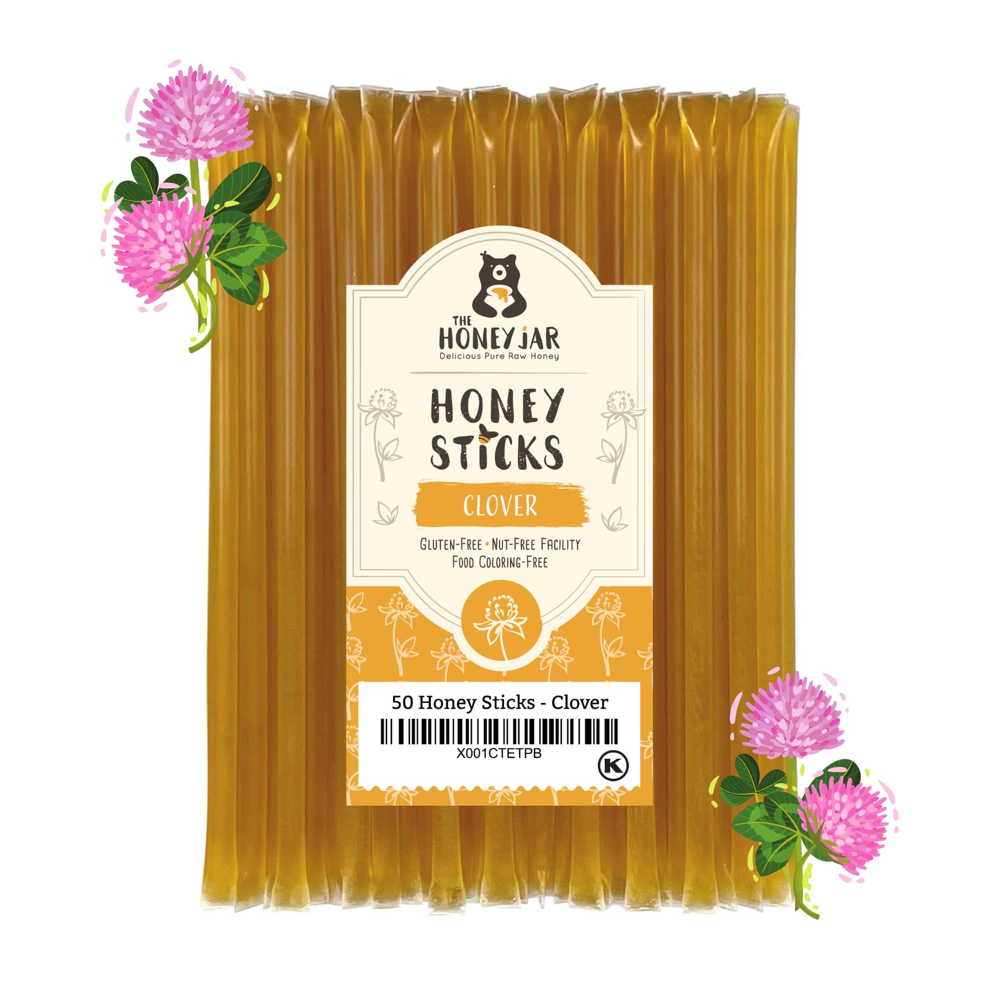 The Honey Jar Raw Honey Sticks - Pure Honey Straws for Tea & Coffee - 50 Count