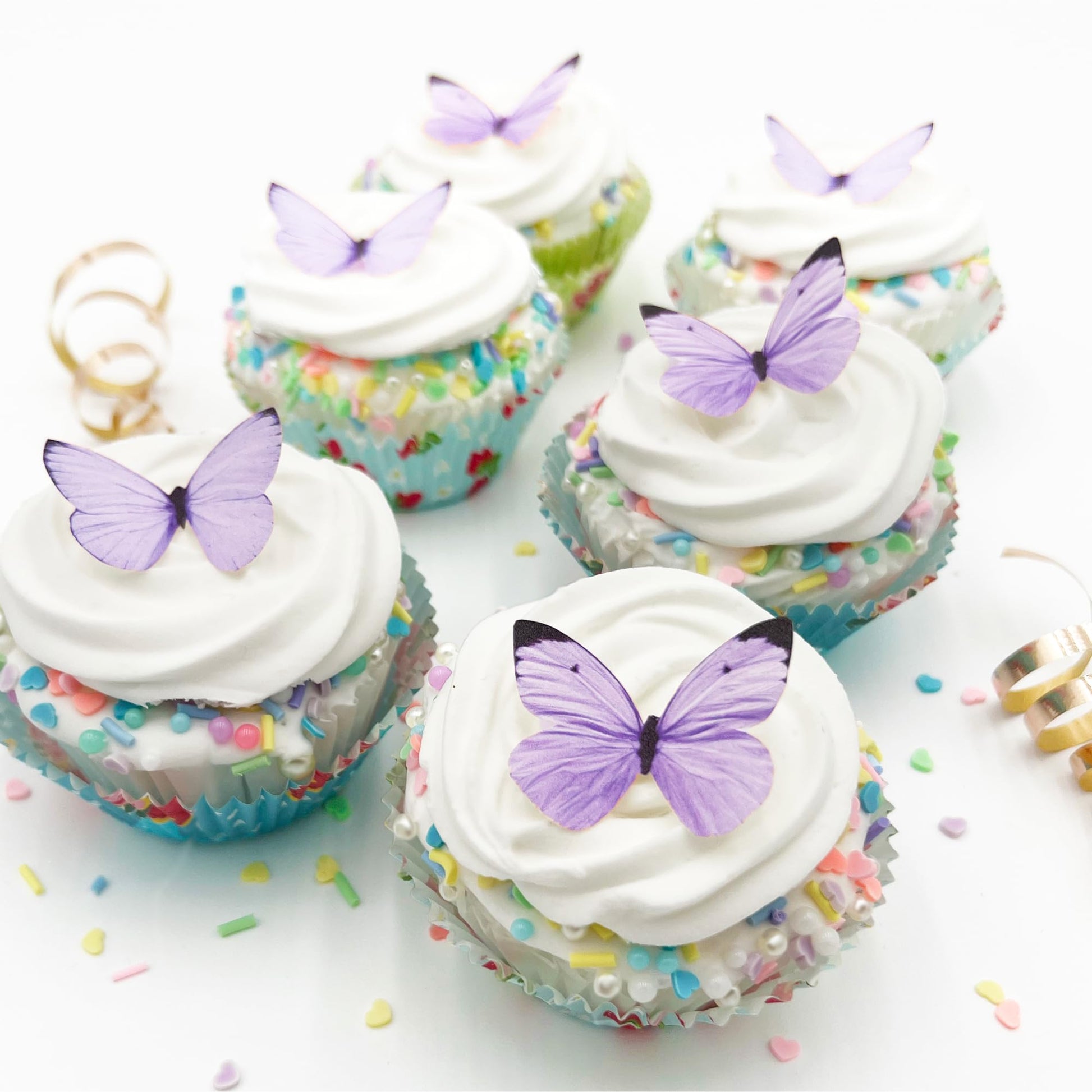 Sugar Robot Edible Butterflies - Purple Pastel Cake Toppers, 1.75 Rice Paper, Made in USA
