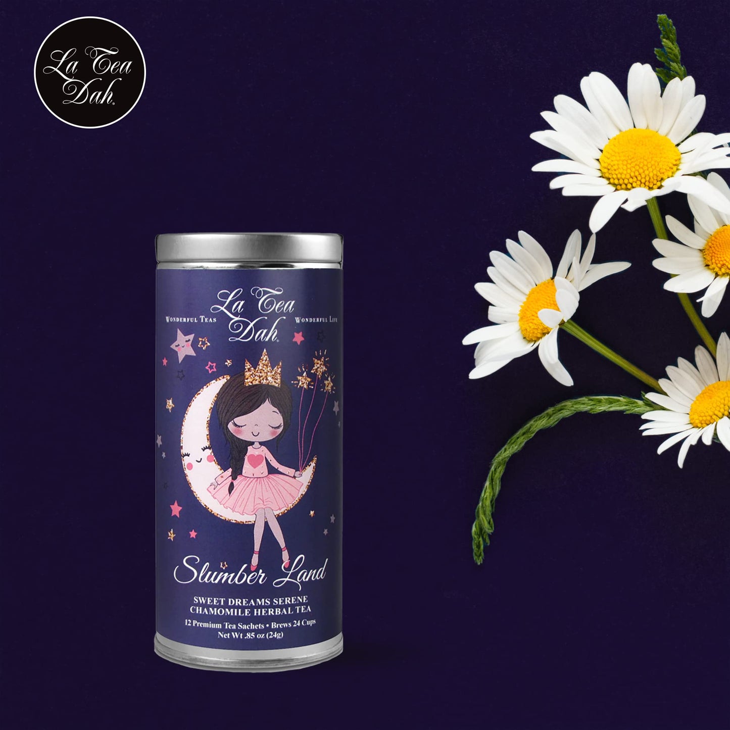 La Tea Dah Sweet Dreams Herbal Sleepy Tea for Kids, Caffeine Free, Mint, Lemongrass, Lavender, 12 Count Tea Sachets