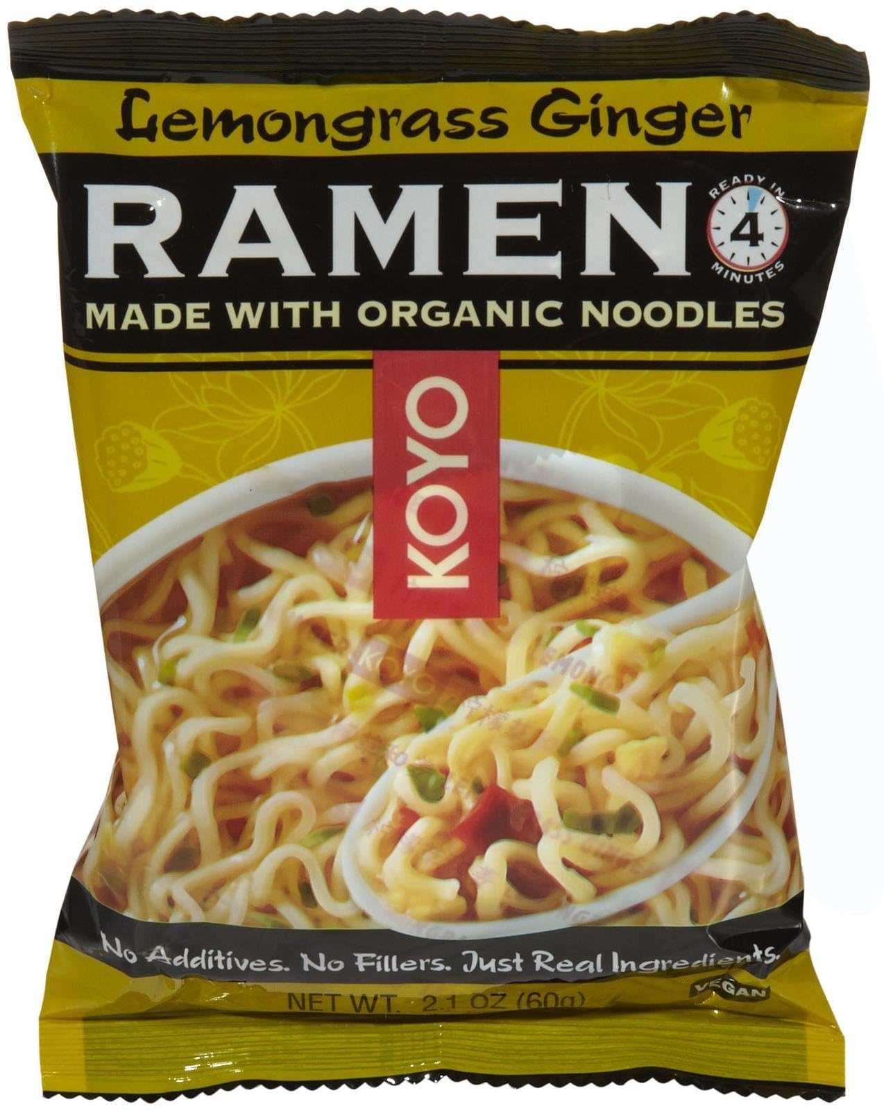 Koyo Ramen Noodles, Lemongrass Ginger Flavor, 2.1 oz, 12 Pack