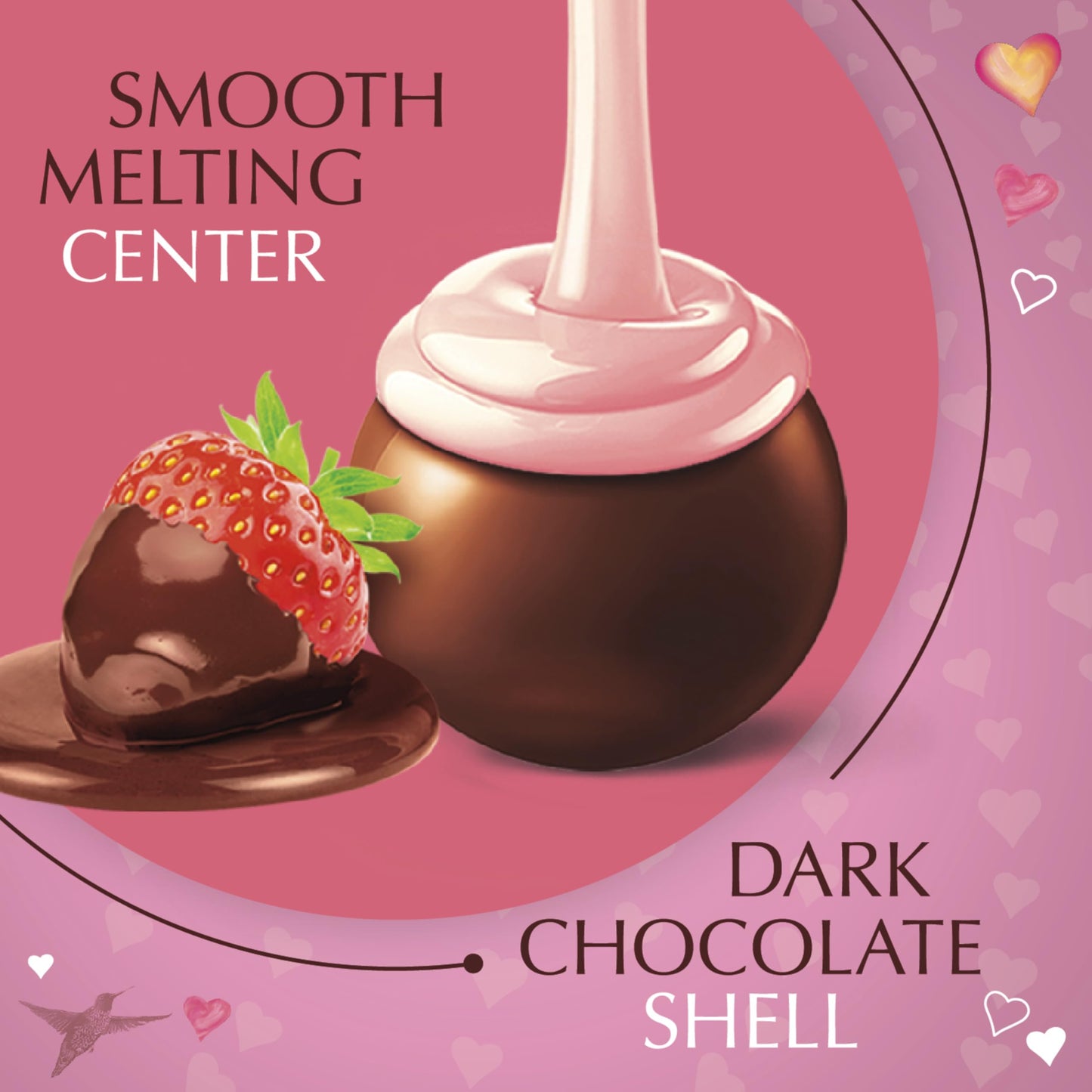 Lindt LINDOR Strawberry Dark Chocolate Truffles, 15.2 oz Bag, Dark Brown & Light Pink/White, Smooth Melting Center