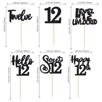 36Pcs 12Th Birthday Cupcake Toppers Hello 12 Sweet 12 Twelve Cake Decorations Level 12 Unlocked Birthday Cupcake Picks For 12Th