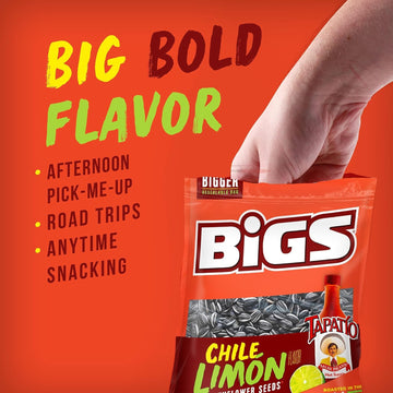 Bigs Chile Limon Flavored Sunflower Seeds - 5.35 Oz Bags (Pack Of 3) - With Mighty Merchandise Bag Clip