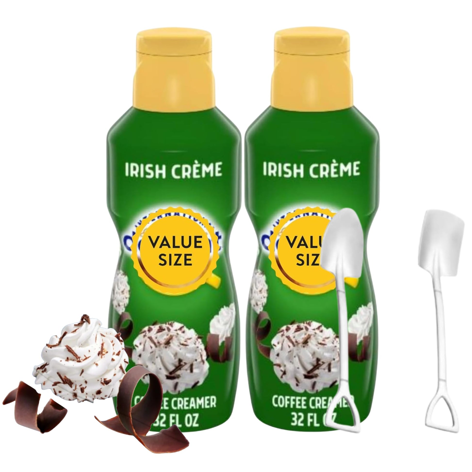 Irish Creme Liquid Coffee Creamer.- Pack of Two (2) 32 fl oz Bottles of Smooth & Creamy Delightful Coffee Creamer with Candy Fre