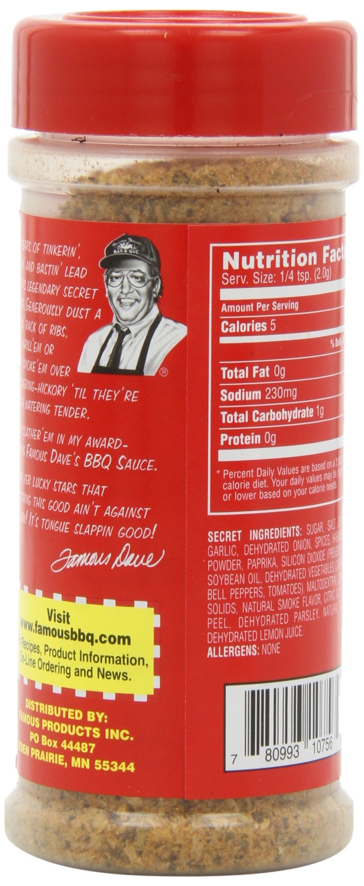 Famous Dave's - 6 pck, Rib Rub Seasoning (33 oz.)
