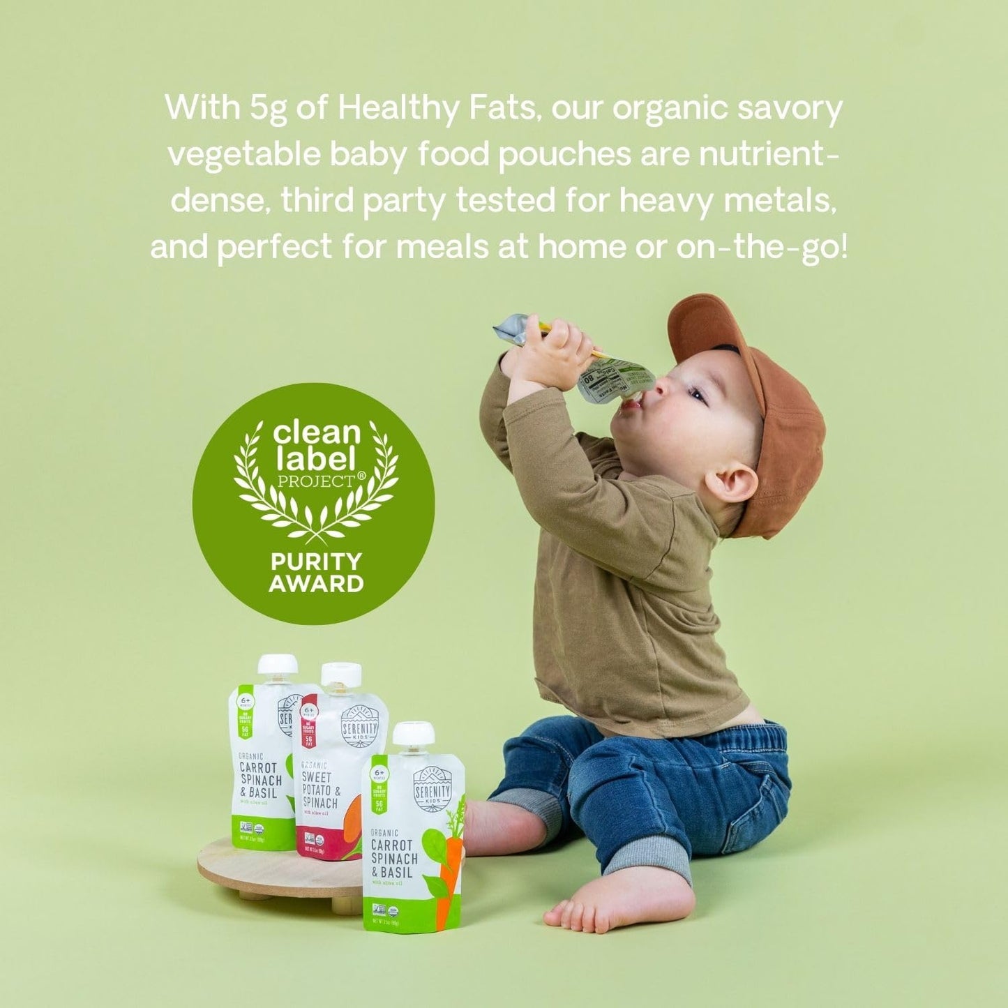 Serenity Kids 6+ Months Certified Organic Baby Food Pouches Veggie Puree  No Sugary Fruits Or Added Sugar  Allergen Free  3.5 Ou