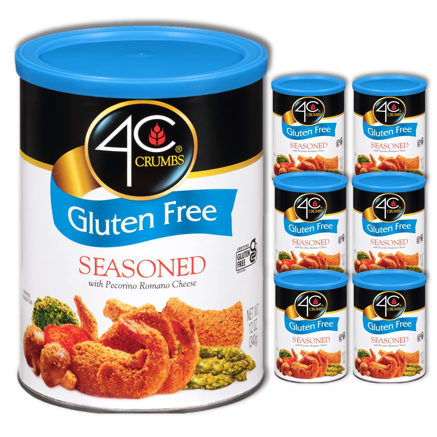 4C Gluten Free Bread Crumbs, Seasoned, 12 Ounce (Pack of 6), Flavorful & Crunchy