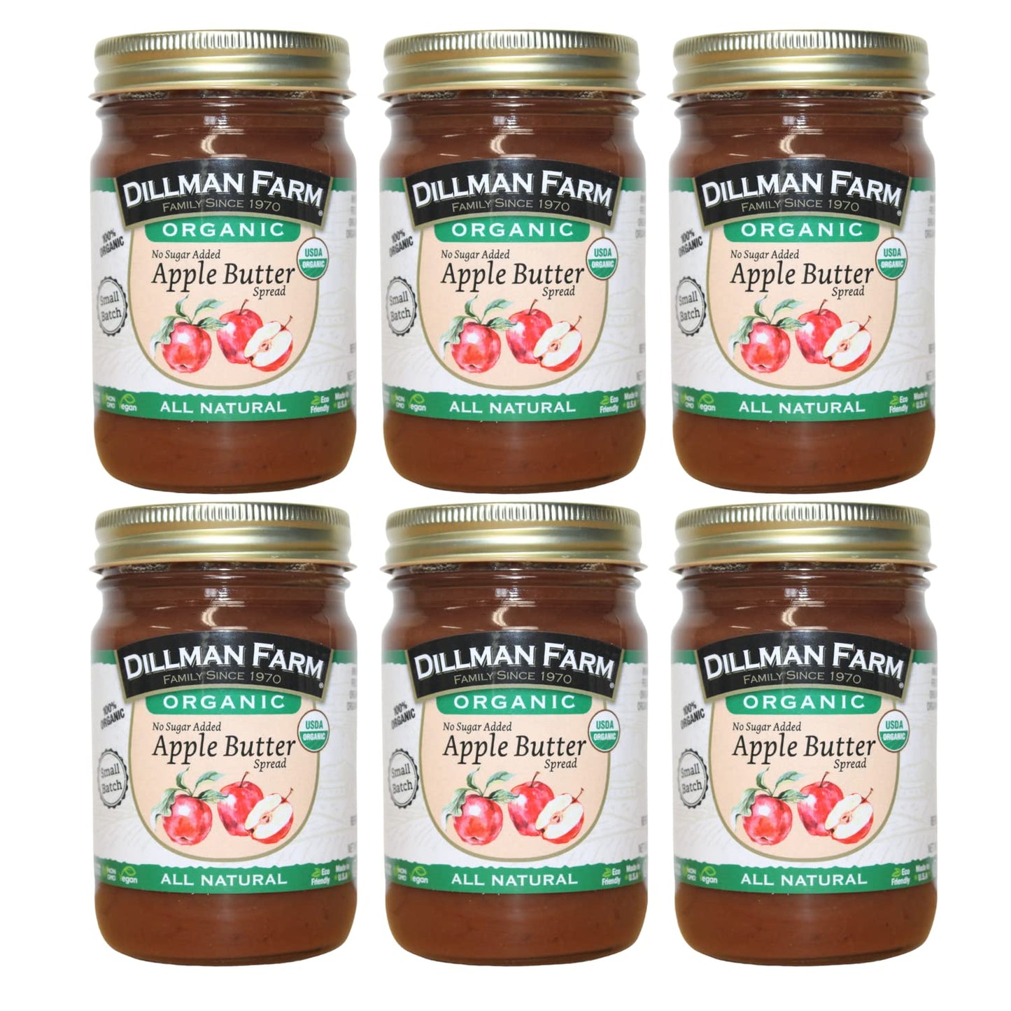 Dillman Farm Organic No Sugar Added Apple Butter - Keto, Gluten-Free, Non-GMO, Vegan, Kosher, Preservative Free, Corn Syrup Free