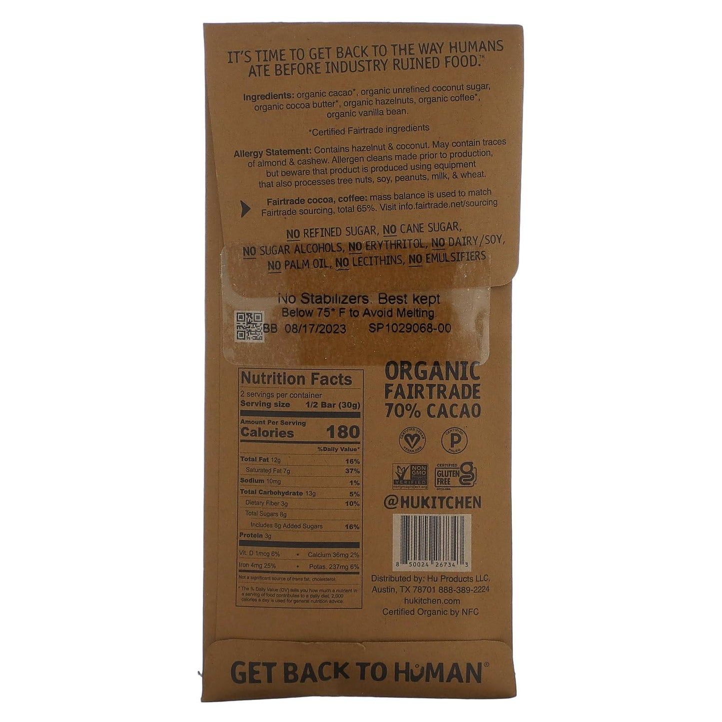 Hu Bar Choc Hazelnut Coffee 2.1 OZ