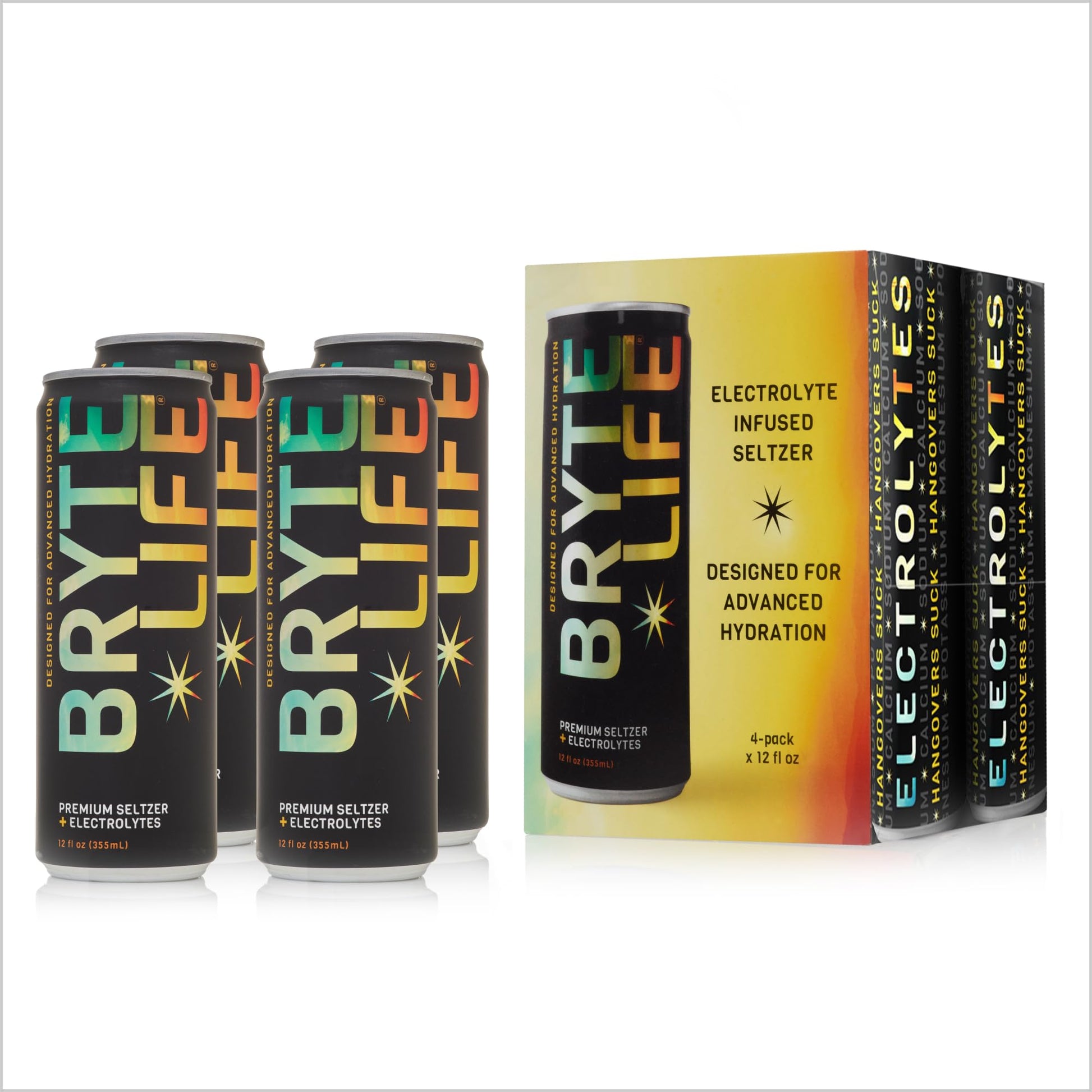 BryteLife Electrolyte-Infused Seltzer - Zero Sugar Hydrating Drink, 12 oz, 12 Pack