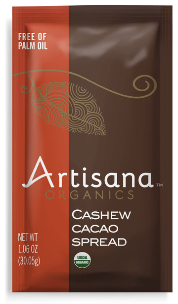 Artisana Organics Cashew Cacao Spread, 10 Pack (1.06Oz) Snack Pouches | No Palm Oil, Sweetened With Coconut Sugar, Great For Snacking And Travel