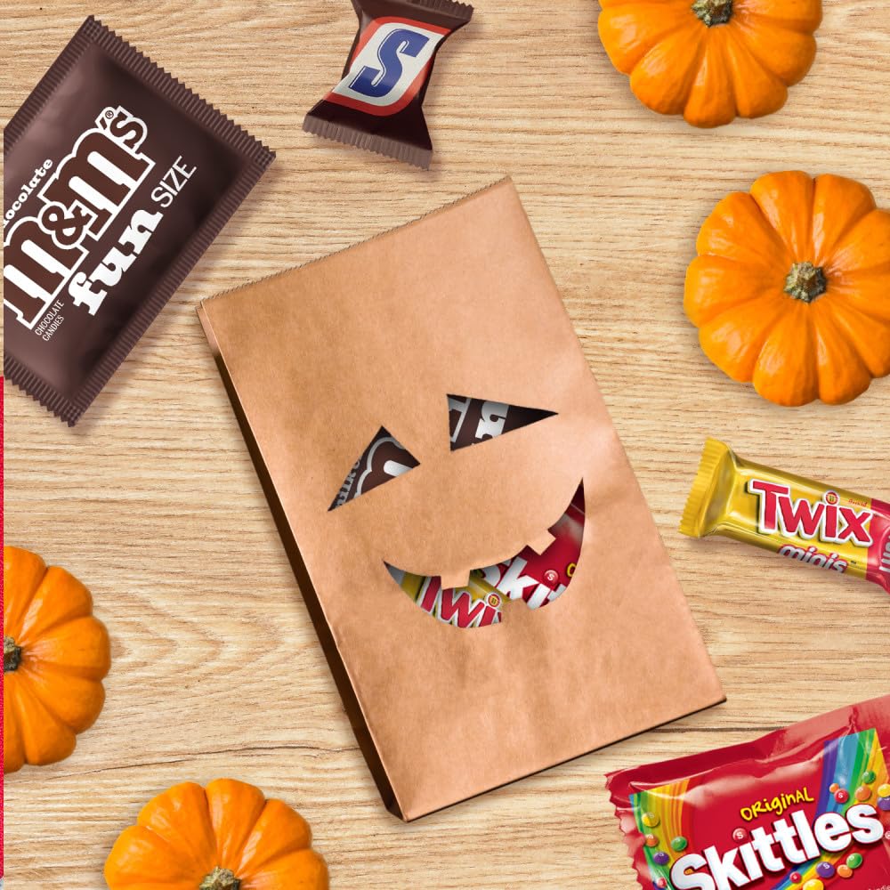 M&MS Milk Chocolate  SNICKERS  SKITTLES Original & TWIX Fun Size and Minis Individually Wrapped Trick or Treat Halloween Candy Variety Pack  60 Ct Bulk Bag