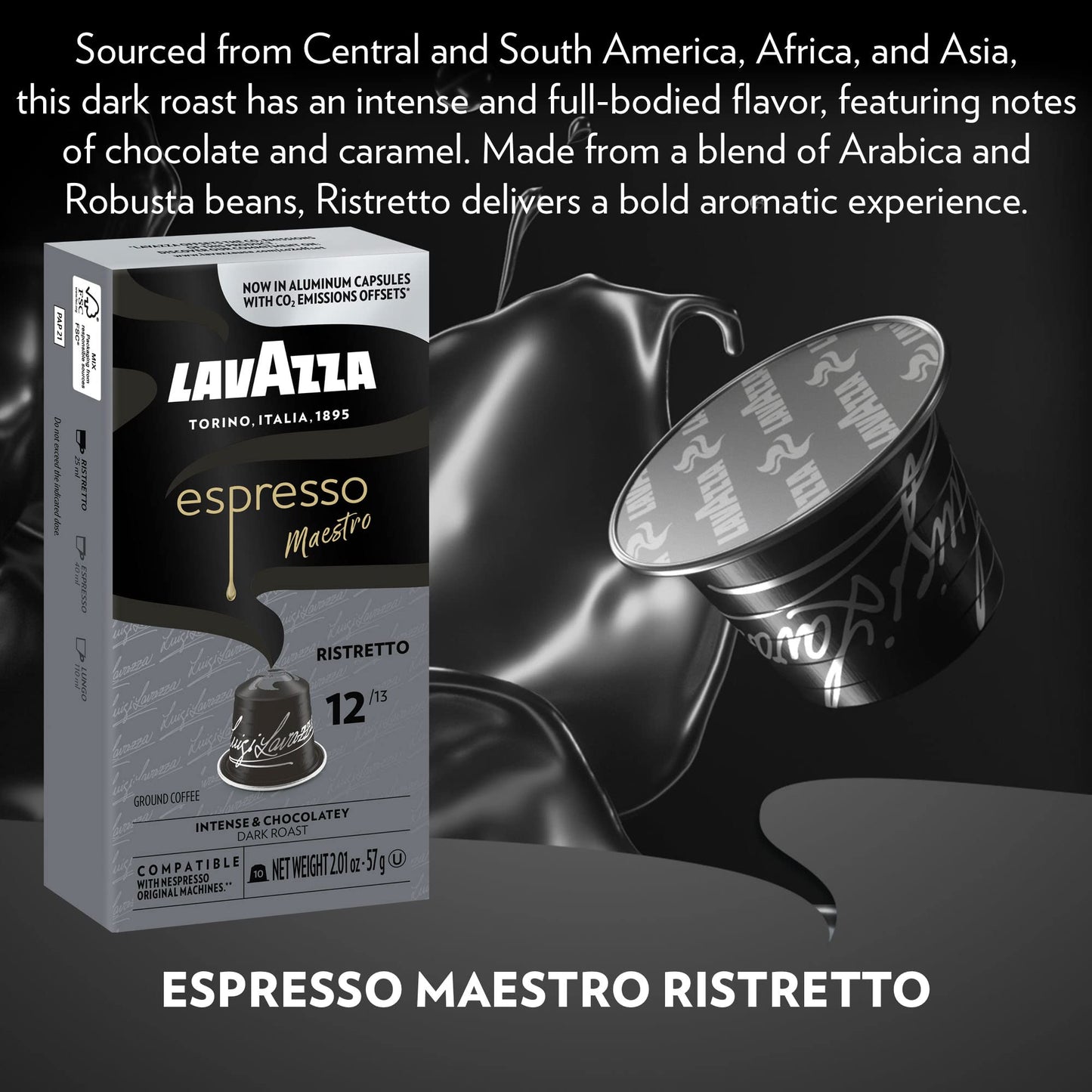 Lavazza Espresso Variety Pack, Aluminum compact pieces for Nespresso Original, Light, Medium, Dark Roasts, 60 Count (Pack of 6)