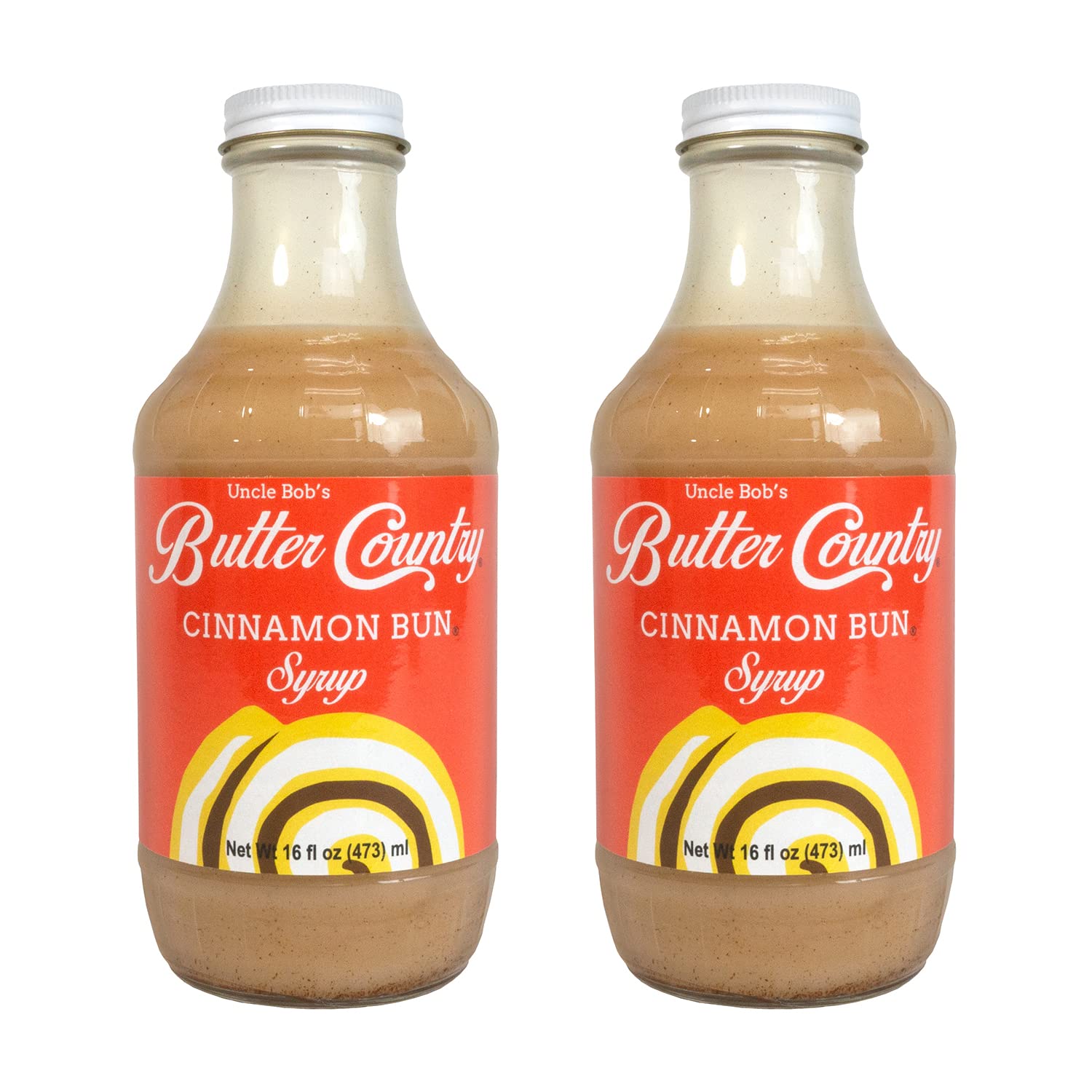 Rich & Creamy Buttermilk Syrup Cinnamon Bun Flavor By Uncle Bob'S Butter Country 16 Fl Oz/2 Pack