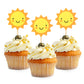 Hokpa 24Pcs Sun Cupcake Toppers Sun Flower Smiley Sunshine Sun Cake Decoration Food Fruit Picks For Baby Shower Birthday Wedding