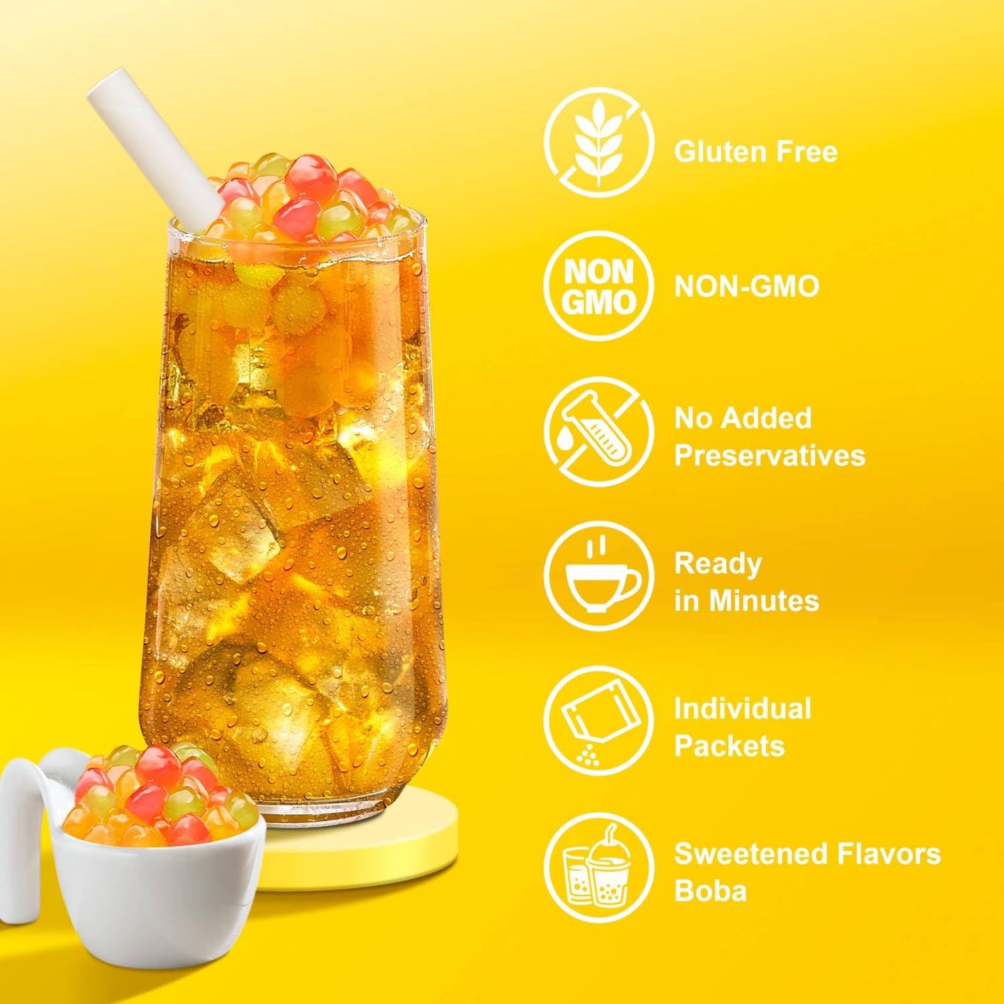 J Way Instant Passionfruit Pineapple Green Tea Kit With Authentic Fruity Colorful Tapioca Boba, Ready In Under One Minute, Paper