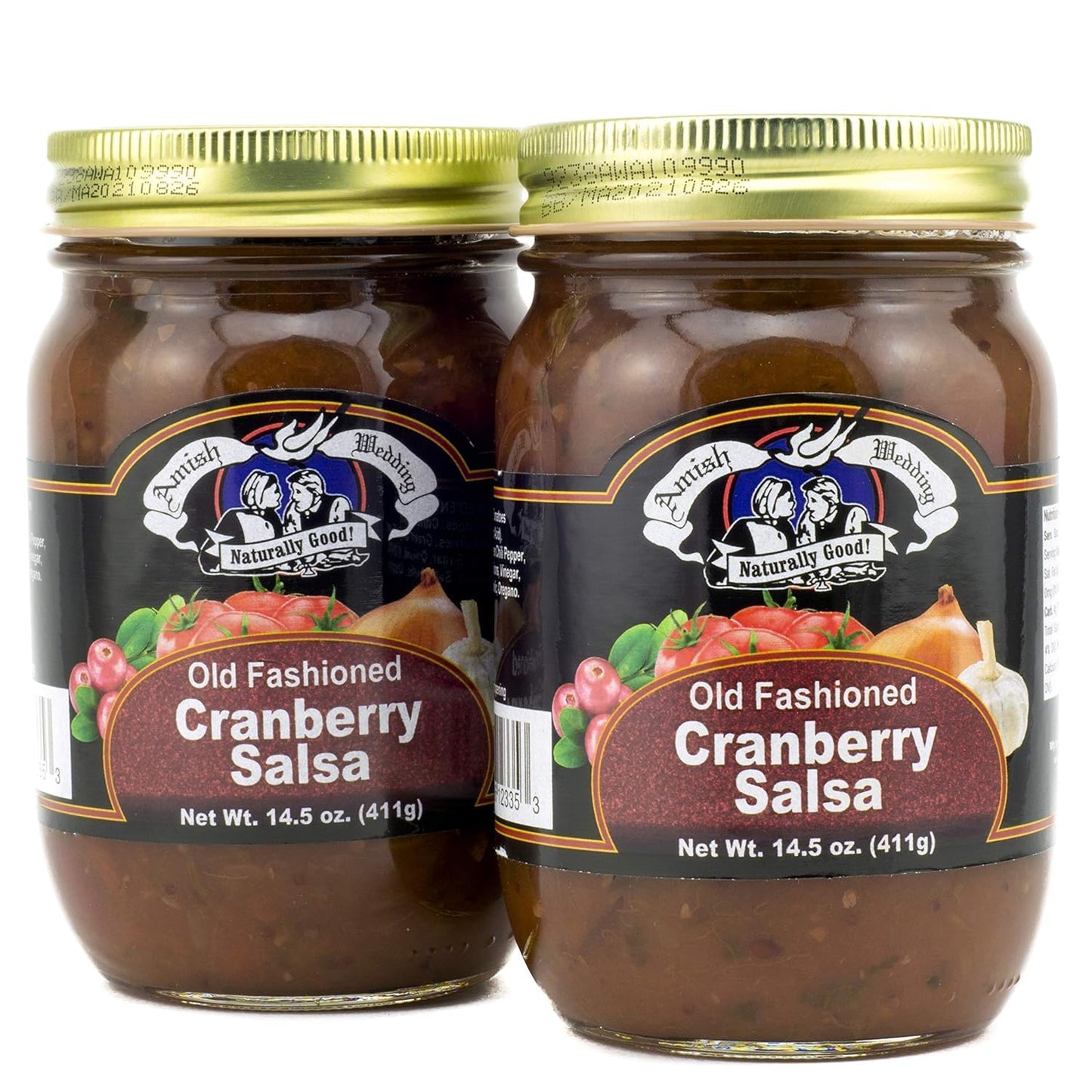 Amish Wedding Kettle Cooked Salsa, Thick and Chunky Pack of 2 14.5 ounce Jars, Cranberry