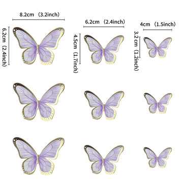 Ercadio 30 Pack 3D Butterfly Cake Toppers Purple Butterfly Cake Toppers Mix Sizes Waterproof Arts Butterfly Cupcake Picks For Ba