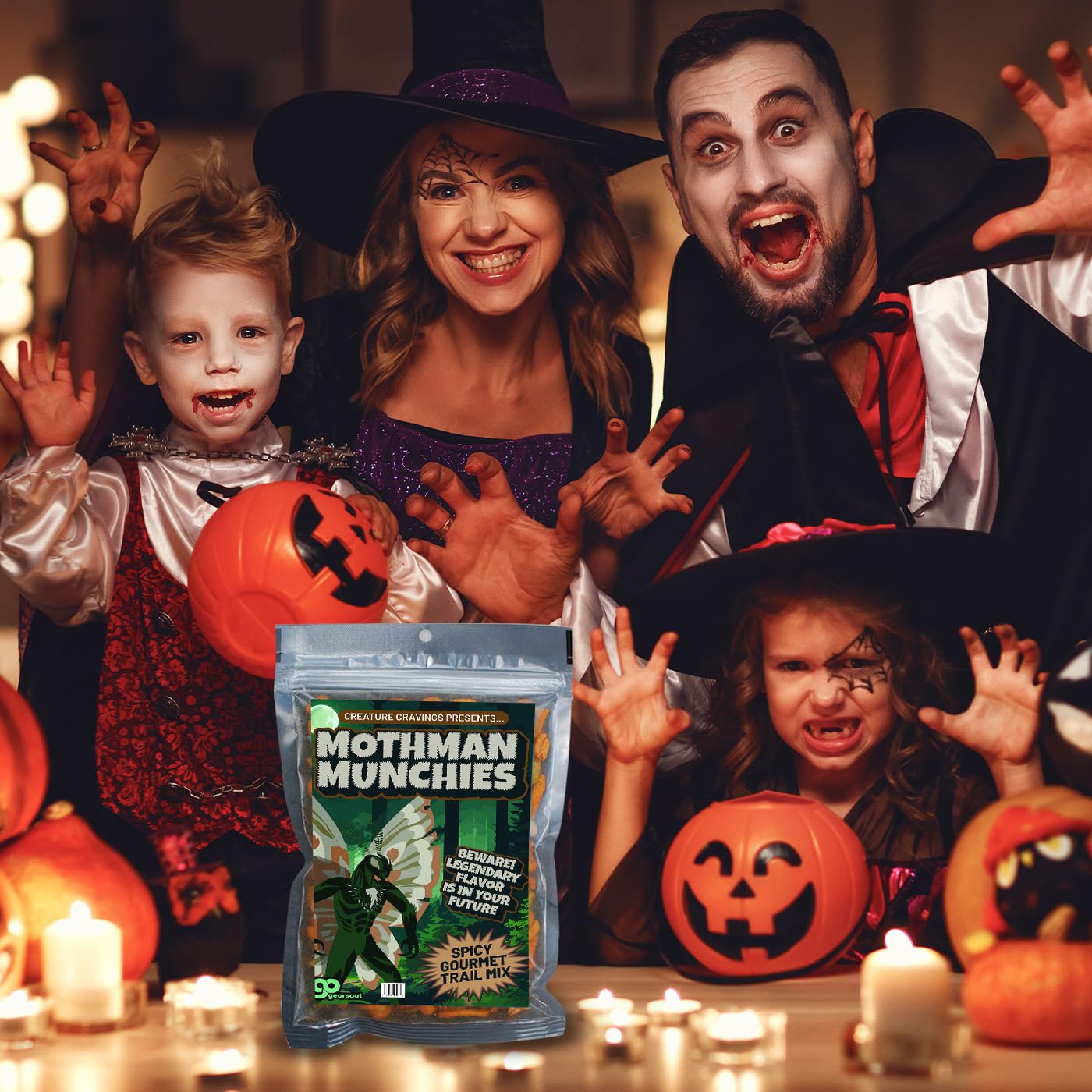 Mothman Munchies Gourmet Trail Mix for Scary Movie Lovers Halloween Basket Ideas for Men Weird Cryptid Stocking Stuffers Spicy S