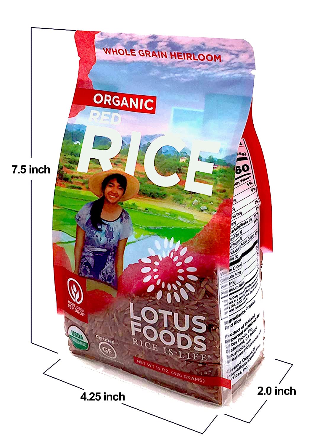 Lotus Foods Organic Red Rice - Red Rice Organic, Rice Red, Whole Grain Rice, Long Grain Asian Sticky Rice, USDA Organic, Non-GMO