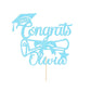 EDSG Personalized Graduation Cake Topper Double Sided Glitter Baby Blue Class of 2025 Cake Decoration
