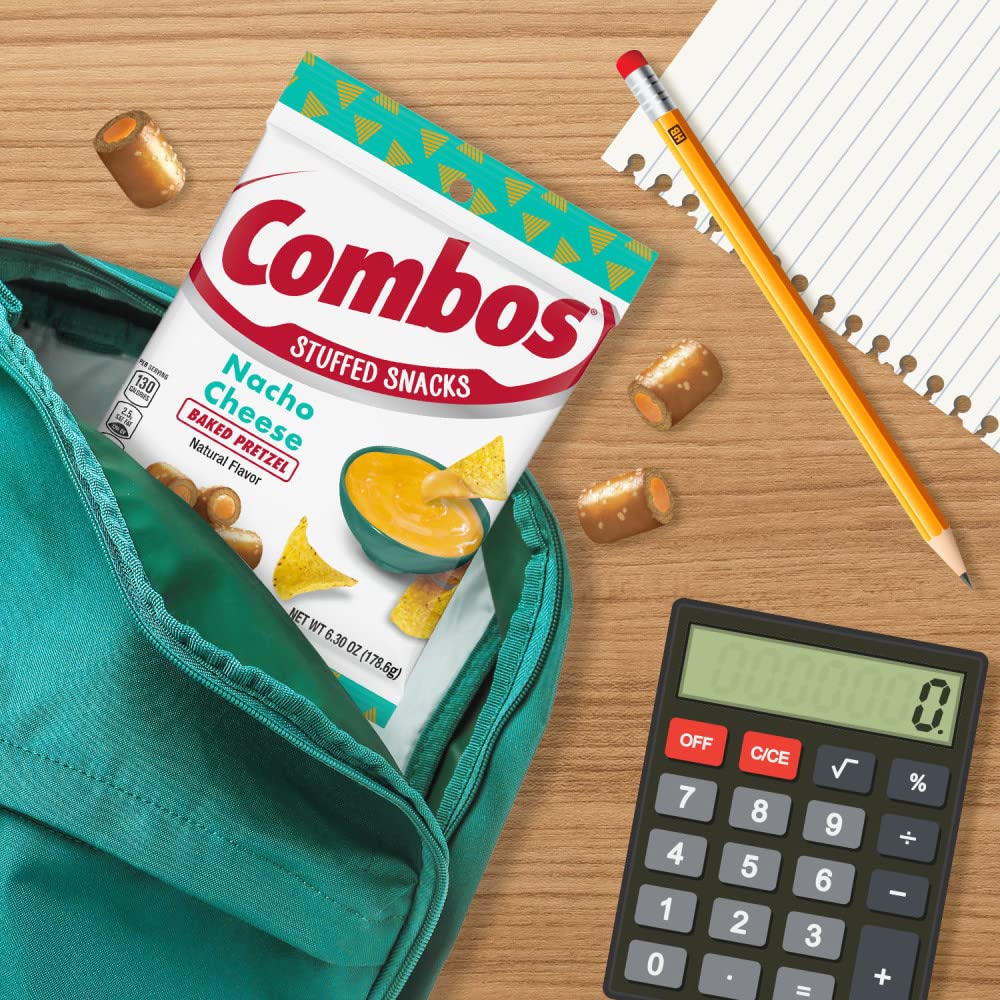 COMBOS Cheese Snacks - Nacho Cheese Snack Packs, Baked Cracker Snack, 6.3-Ounce Bulk Bag (Pack of 12)