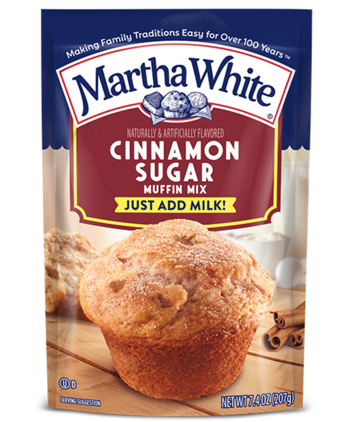 Martha White Cinnamon Sugar Muffin Mix, 7.4 oz, Pack of 3